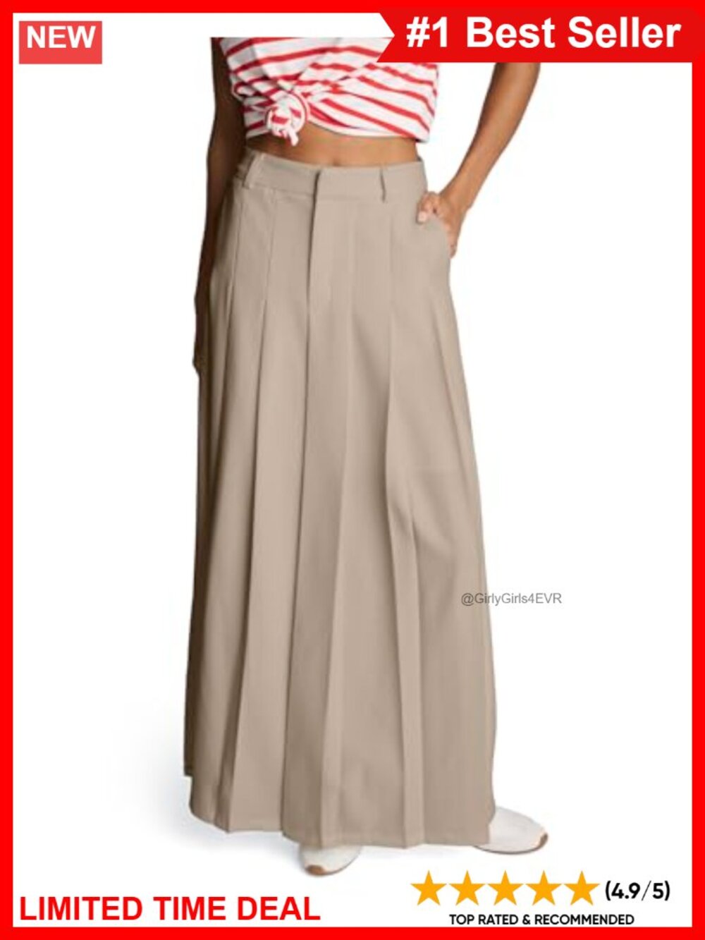 Pleated Maxi Skirt Wrinkle-Resistant Professional Workwear